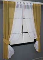 Кухонні штори (265х170см), на карниз 1-1,5м. Колір бурштиновий з білим. № 017к.