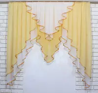Кухонный комплект на карниз 1,5м. Цвет янтарный с белым. Код 022к
