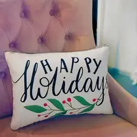 Подушка интерьерная с мешковины Happy holidays 45x32 см (43PHB_21NG004)