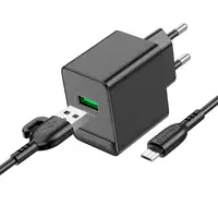 Адаптер мережевий Borofone Micro USB cable Erudite BAS12A |1USB, 18W/3A, QC3.0|