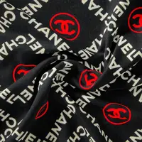 Ткань штапель Бренди Chanel 2 чорний, Написи
