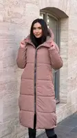 Пальто женское зимнее длинное бежевое П980