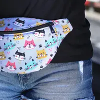 Сумка-бананка Bumbag унисекс на пояс и через плечо Котячьи мордашки 27x16 см