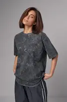 Хлопковая футболка в технике tie-dye - темно-серый цвет, L