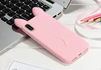 Силиконовый чехол для iPhone XS / X - Ушки Кошки CoCo Cat, Светло-Розовый