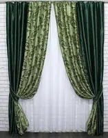 Комбіновані (2шт. 1,5х2,7м.) штори з тканини блекаут-софт. Колір зелений. Код 014дк 10-343