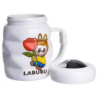Чашка порцелянова з кришкою Labubu 400 (мл) Білий з жовтим FM-54D