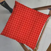 Подушка на стул с завязками, садовый текстиль Красная клетка 40x40x4 см