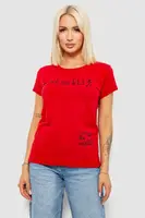 Футболка женская с принтом, цвет красный, 244R1013
