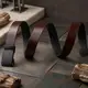 Ремень мужской с черной пряжкой автомат Vintage 20271 Коричневый