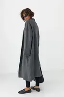 Довгий в'язаний кардиган - темно-сірий колір, ONE SIZE