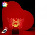 3D ночник "Влюбленные пегасы" (УВЕЛИЧЕННОЕ ИЗОБРАЖЕНИЕ)+пульт ДУ +сетевой адаптер +батарейки (3ААА) 3DTOYSLAMP