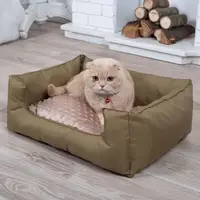 Лежанка для кота и собаки Комфорт хаки с бежевым XL - 120 x 80