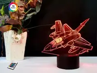 3D ночник "Самолет 5" (УВЕЛИЧЕННОЕ ИЗОБРАЖЕНИЕ) + пульт ДУ + сетевой адаптер + батарейки (3ААА)  3DTOYSLAMP