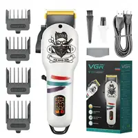 Машинка для стрижки волос и бороды профессиональная VGR V-699 B с насадками и дисплеем LED. Цвет: белый