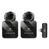 Беспроводной петличный микрофон PULUZ для iPhone/iPad, 8-контактный приемник и два микрофона
