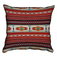 Подушка с мешковины Красный узор 45x45 см (45PHB_15NGETN009_WH)