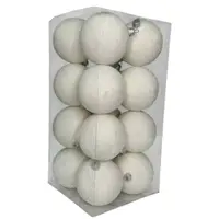Набор игрушек на елку K69-31 19541 8 см 16 шт белый бархат