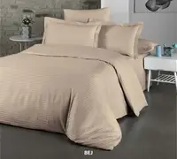 Семейное Турецкое Постельное Белье Cotton Shine Stripe Satin Бежевый 160х220см (2 шт)