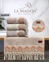 Подарочный набор полотенец La Maison 2 шт + Натуральное мыло Marge Бежевый