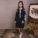 Вышитое платье Moderika Цветочное на синем льне 116