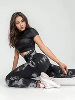 Легінси жіночі спортивні з пуш-ап Tie Dye 18695 S чорний мармур