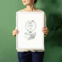 Постер "Живу в мире книг" А3, Белый-серебро, А3, русский