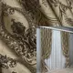 Комплект штор (2шт. 1,55х2,9м.) из ткани парча. Цвет бежевый с венге. Код 1775ш 33-0740