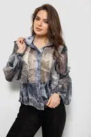 Блуза женская с принтом шифоновая, цвет серый, 230R1503