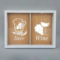 Подвійна рамка копілка "Beer, Wine" для корків, Білий-коричневий, англійська