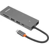 Адаптер PowerPlant USB Type-C – 2 x USB 3.0, HDMI, SD, TF