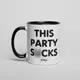 Кружка "This Party S*cks", Черный, английский, Деревянная подарочная коробка с гравировкой, 330 мл