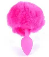 Анальна пробка (розмір S) з хвостом Boss Series - Silicon PLUG Bunny Tail Pink