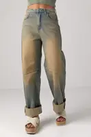 Жіночі джинси скейтер з ефектом two-tone coloring - світло-синій цвет, S