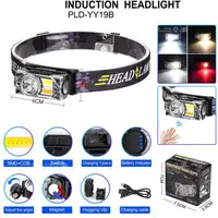 Фонарь налобный YY-19B-3SMD+2COB(white+yellow+red), Налобный фонарик с USB зарядкой