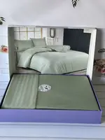 Євро розмір. Постільна білизна. Однотонний в полоску (страйп) Поликотон. Happy cotton Туреччина 08