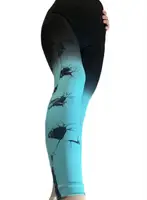 Легінси жіночі спортивні з пуш-ап Tie Dye gradient 18748 M чорні з бірюзовим