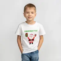 Детская футболка новогодняя с принтом Santa.