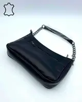 Шкіряна жіноча сумка «Луна» чорна