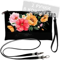 Клатч через плечо Яркие разноцветные цветы 25x15 см (KL_21M003_BL)