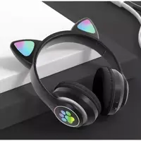 Бездротові Bluetooth навушники зі світними котячими LED вушками JST-28 micro SD, AUX Чорні