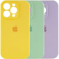 Cиликоновый чехол для iPhone 14 Pro - Full Camera с микрофиброй (Лого), Разные цвета