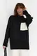 Женская кофта oversize с карманом на груди - черный цвет, S