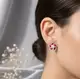 Серьги с кристаллами Цветы красные код 1230