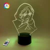 3D ночник "Эрен Йегер" (УВЕЛИЧЕННОЕ ИЗОБРАЖЕНИЕ)+ пульт ДУ + сетевой адаптер + батарейки (3ААА)  3DTOYSLAMP