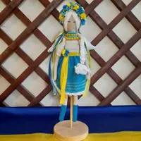Кукла Украинка в голубой вышиванке 33 см Гранд Презент
