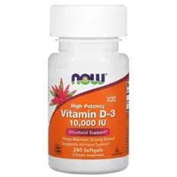 Витамины и минералы NOW Vitamin D3 10 000 IU, 240 капсул