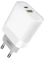 Сетевое зарядное устройство XO L64 PD Power Adapter 20W/1 USB 1 USB-C + Type-C fast cable White
