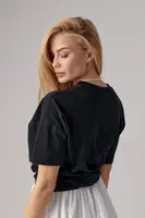Футболка oversize з написом Amour - чорний колір, M