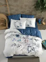 Турецкое Постельное Белье La Romano Premium Satin 300TC Floral Blue 200х220см
